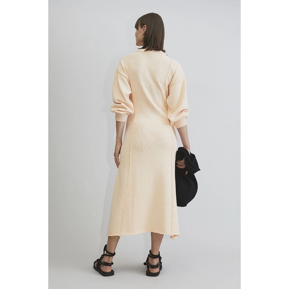 Rodebjer Mango Volumineuze Mouwen Midi Jurk Orange Dames