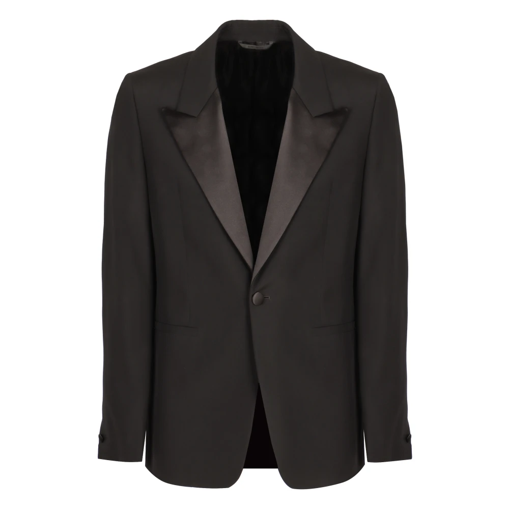 Givenchy Men's Black Slim Fit Wool Jacket With Satin Collar - Blazers - L - Jackets