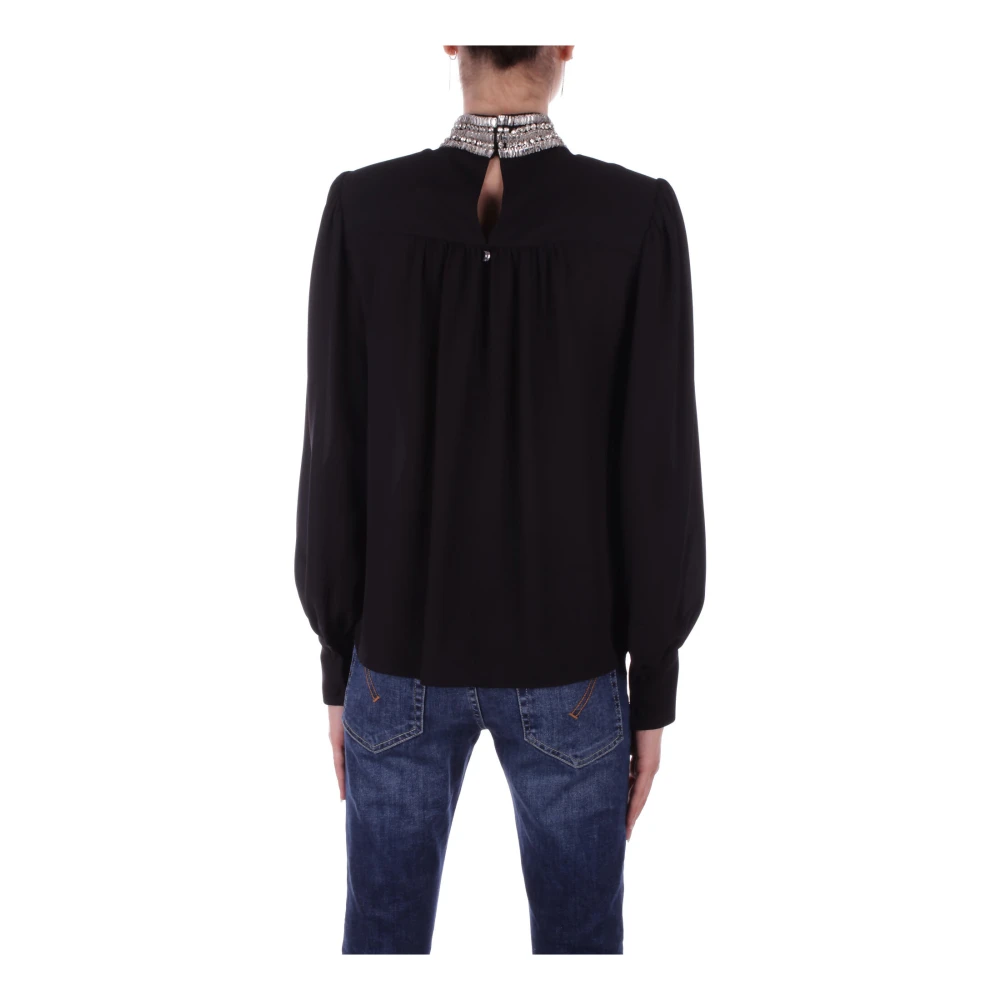 Liu Jo Zwarte Blouse met Strass Details Black Dames