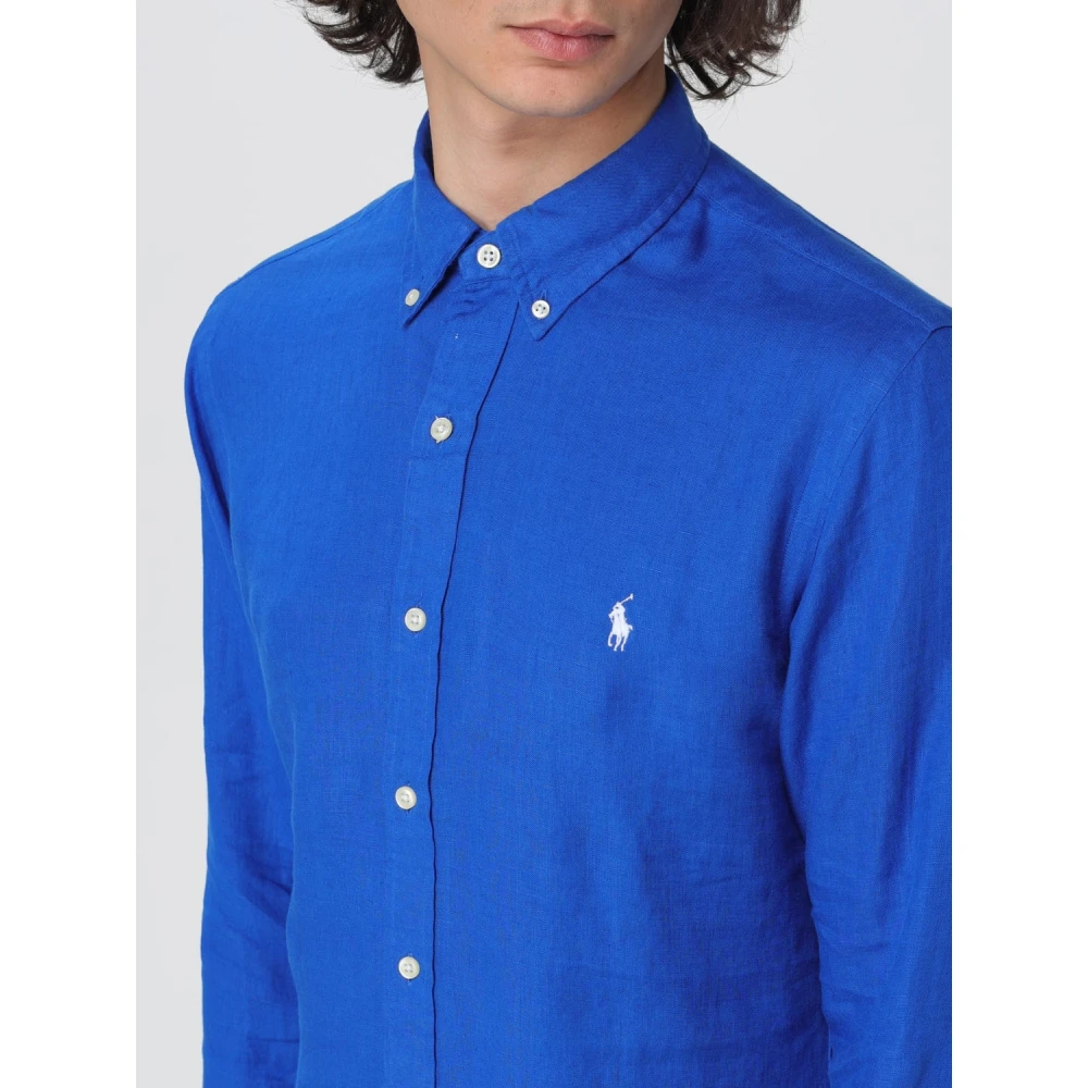 Polo Ralph Lauren Linnen Overhemd Blue Heren