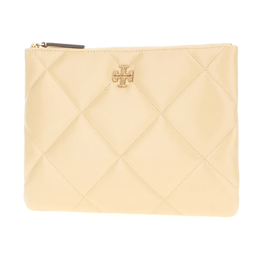 TORY BURCH Stijlvolle Portemonnee met Meerdere Compartimenten Beige Dames