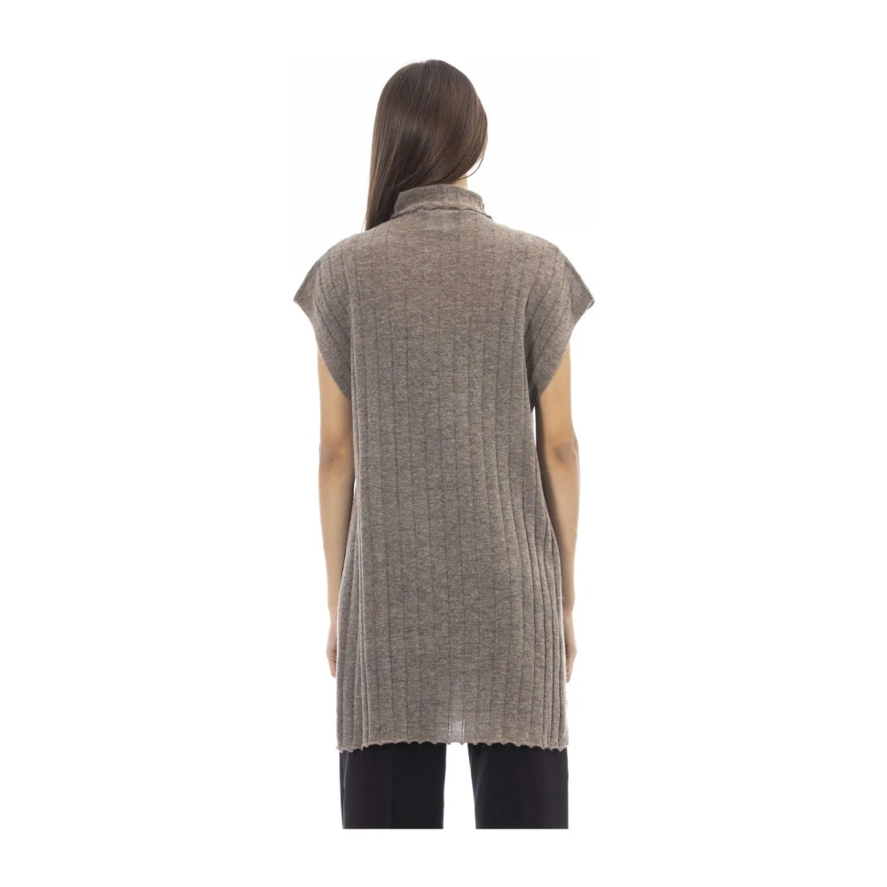 Alpha Studio Hoge hals trui Moderne elegantie Brown Dames
