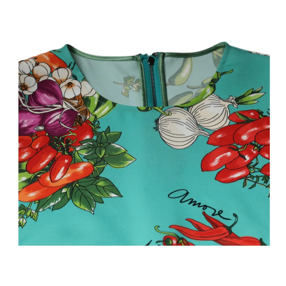 Dolce & Gabbana Groente Print Zijden Tanktop Multicolor Dames