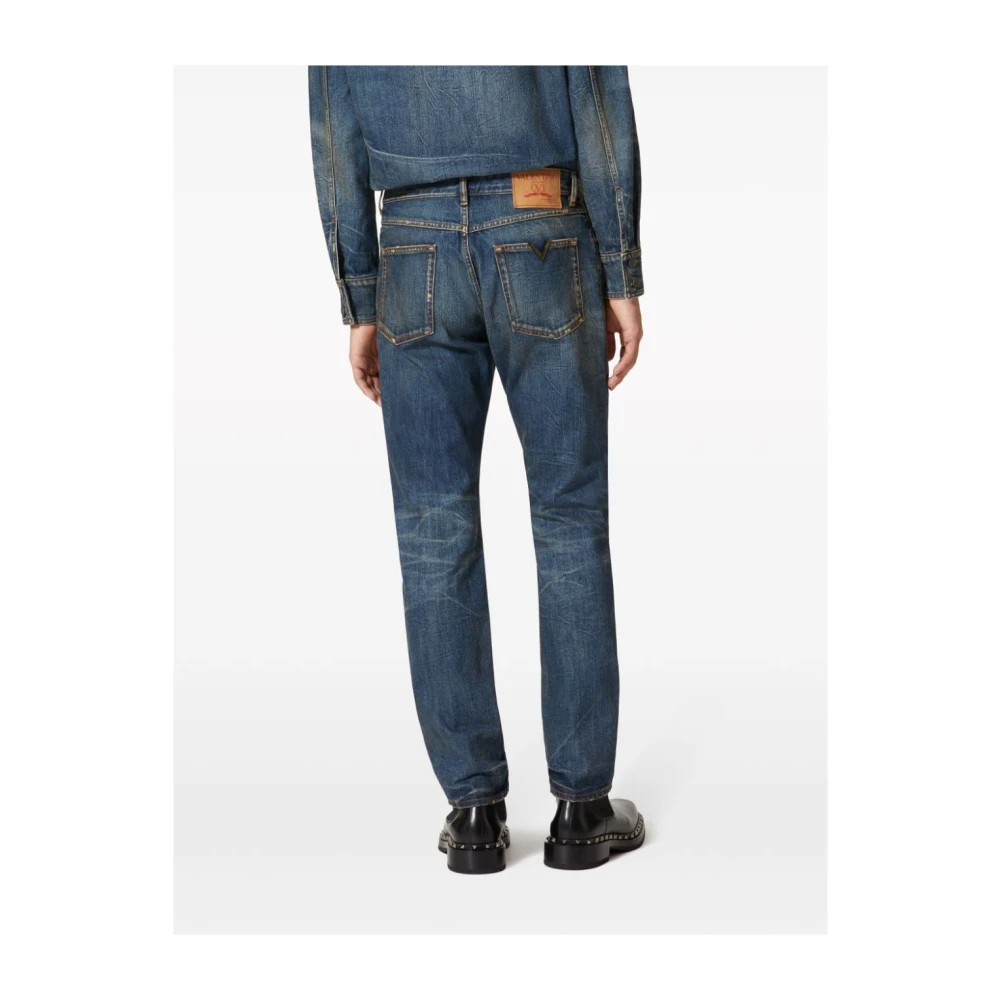 Valentino Garavani Blauwe Distressed Denim Jeans Blue Heren