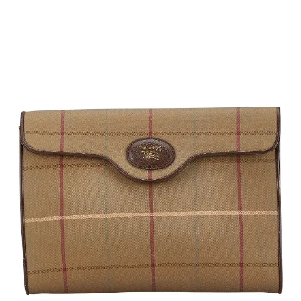 Burberry Vintage Pre-owned Canvas clutches Beige Dames