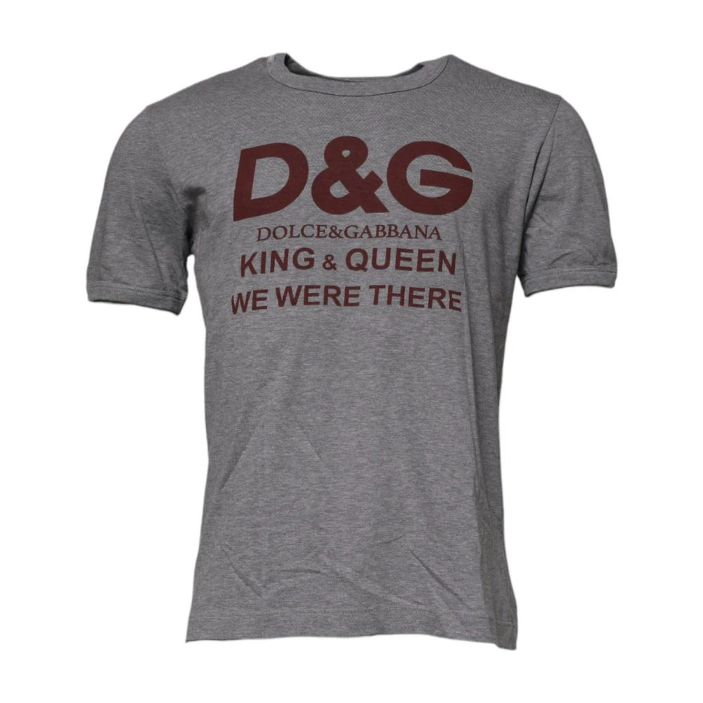 Dolce & Gabbana Men's Gray T-Shirts, Xs, Logo Print Graphic Tee