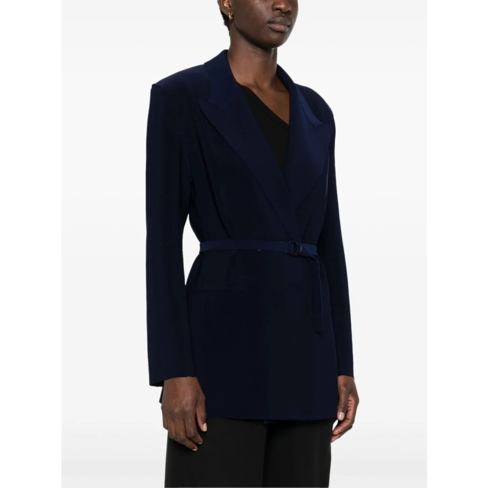 Norma Kamali Navy Blue Scuba Jersey Blazer Blue Dames