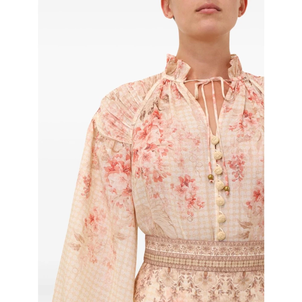 Zimmermann Witte Kant Bloemenoverhemd Multicolor Dames