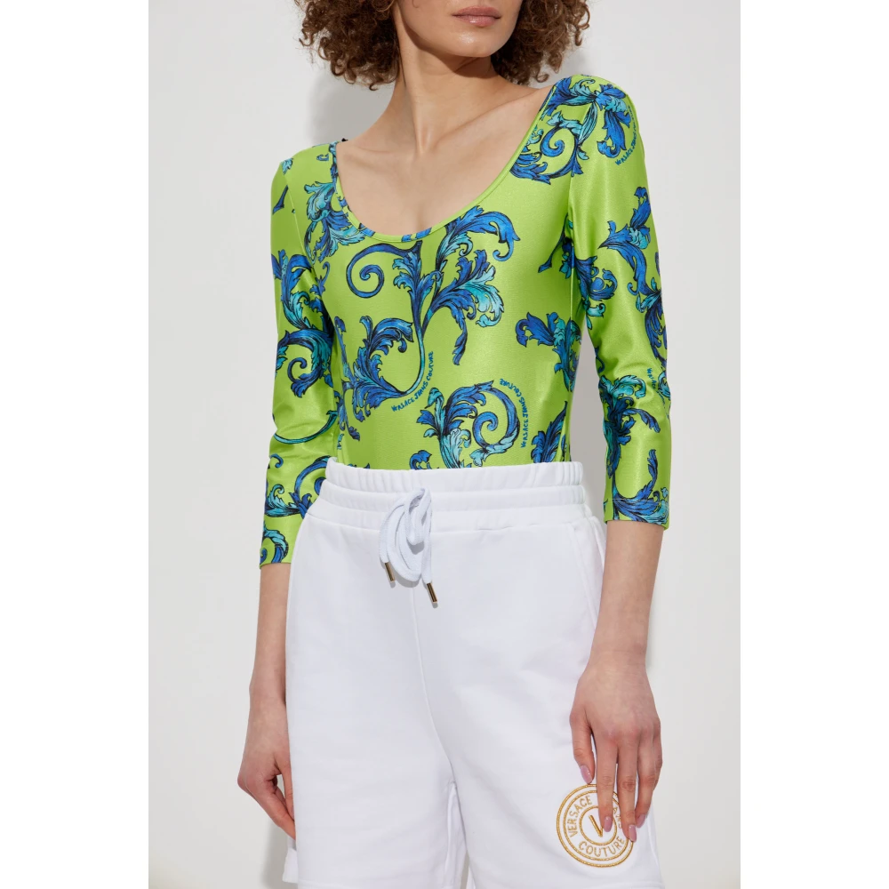 Versace Jeans Couture Lichaam met Barocco-print Green Dames