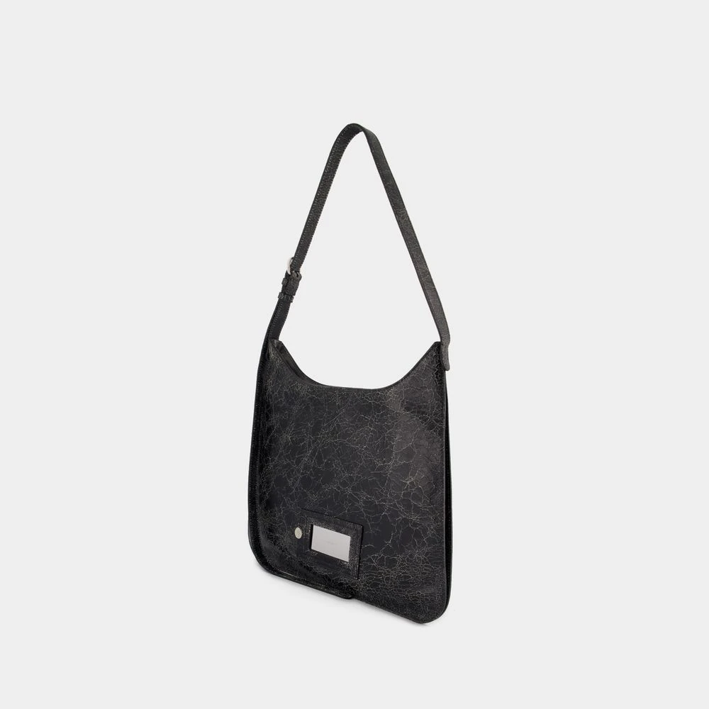 Acne Studios Zwarte Leren Schoudertas met Ketting Black Dames