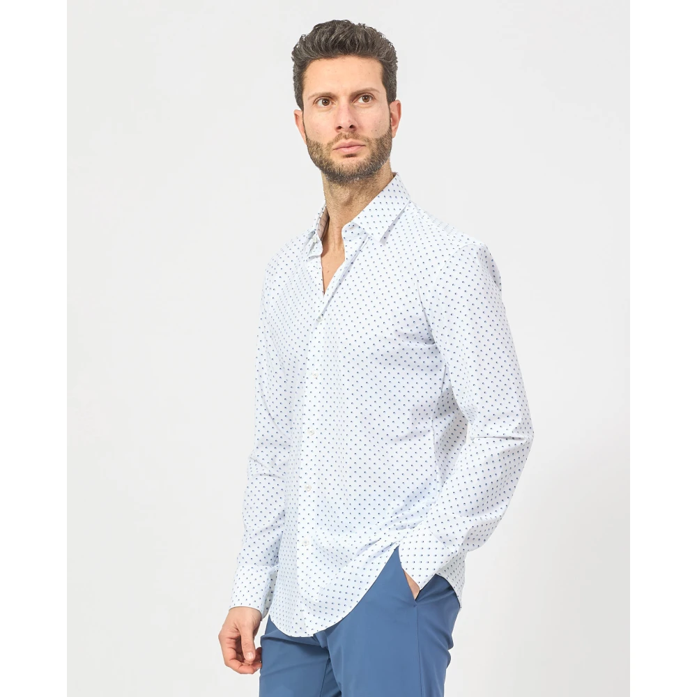 Hugo Boss Geometrisch Bedrukt Zakelijk Overhemd Blue Heren