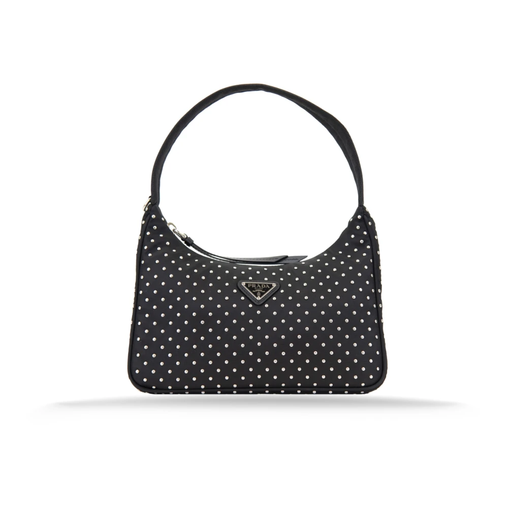 Prada Women's Black Handbags, One Size, Stylish Handbag With Rhinestones