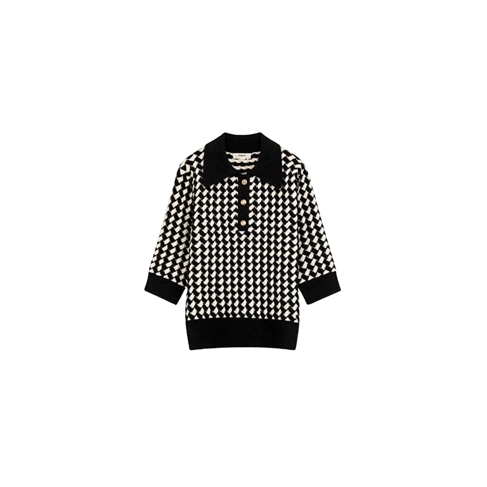 Suncoo Zwarte geëmbosseerde fantasie jersey shirt Black Dames