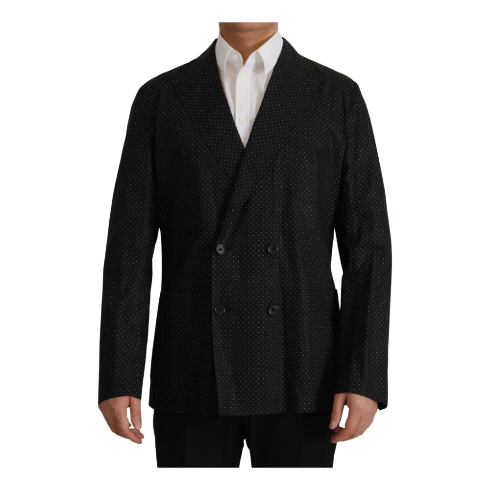 Dolce & Gabbana Men's Black Blazers,, Double Breasted Polka Dot Blazer Jacket Small