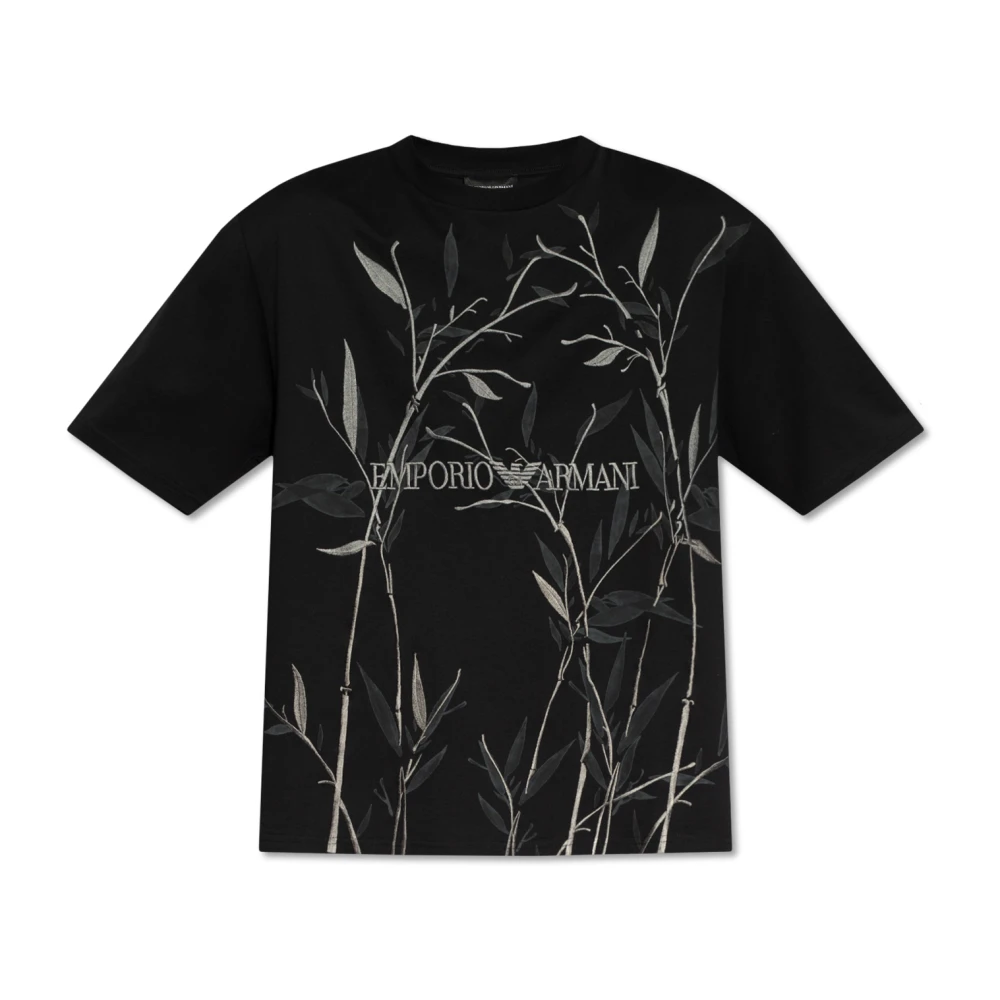 Emporio Armani Geborduurd T-shirt Black Heren