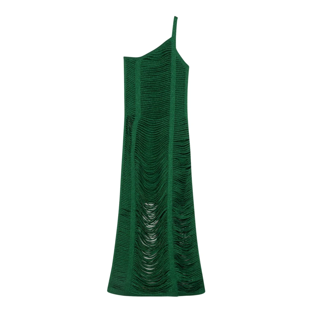 Circus Hotel Groene One-Shoulder Franje Jurk Green Dames