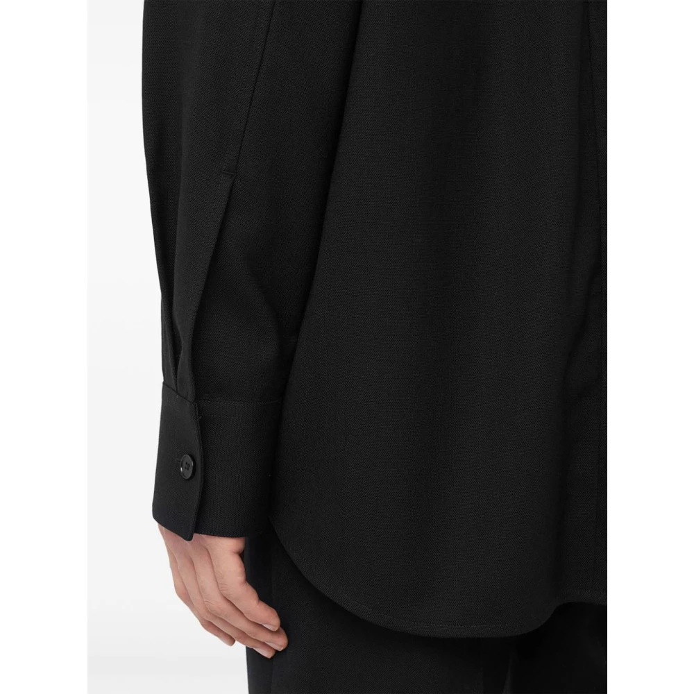 Jil Sander Zwarte wollen overhemd met lange mouwen Black Heren