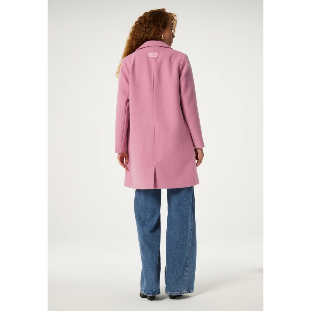 Fabienne Chapot Roze Wollen Blend Hart Pin Jas Pink Dames
