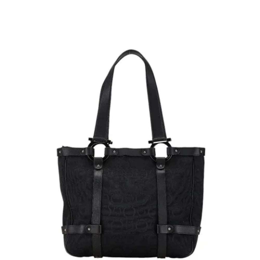 Salvatore Ferragamo Pre-owned Canvas shoulder-bags Black Dames