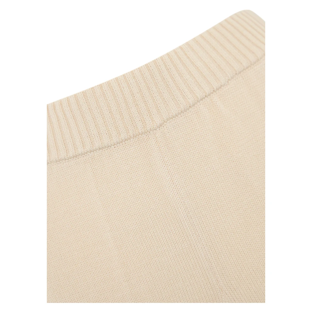 Twinset Katoenen Geribbelde Wijde Pijp Broek Beige Dames