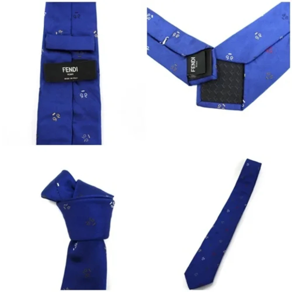Fendi Vintage Pre-owned Silk home-office Blue Heren