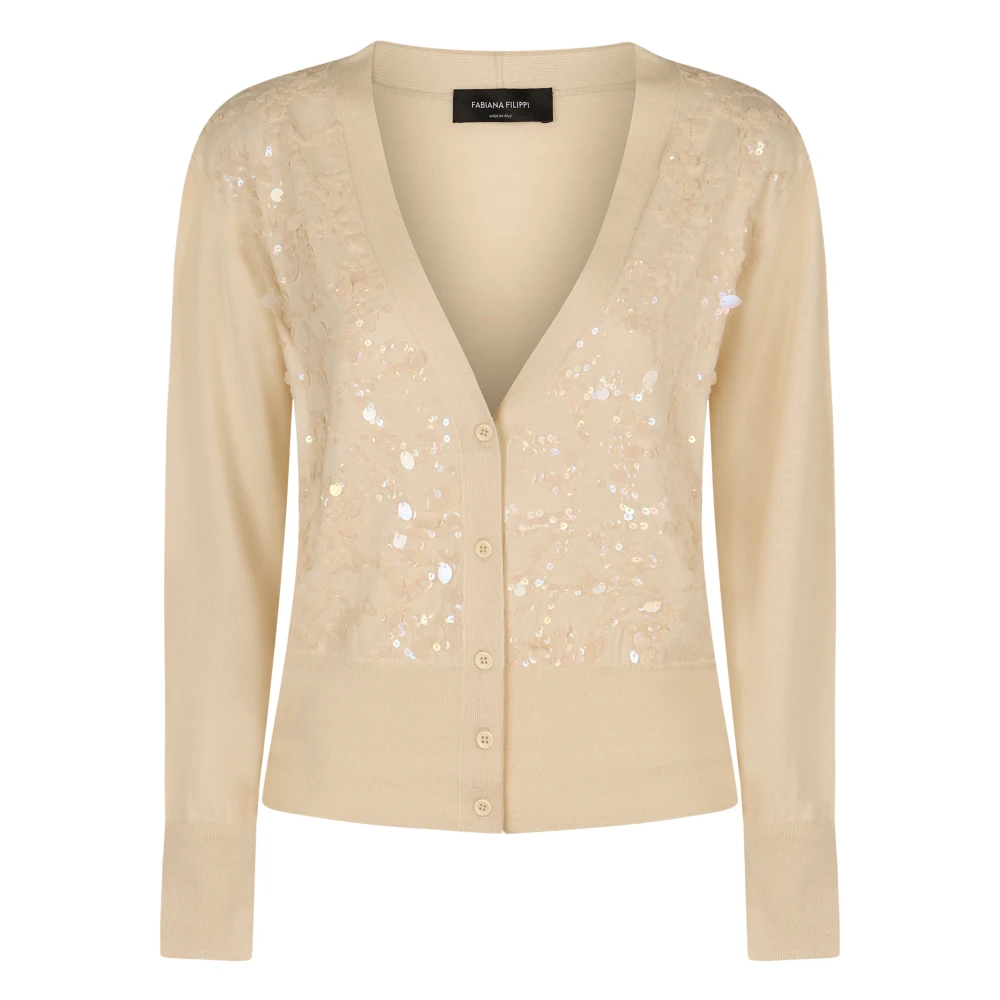 Fabiana Filippi Paljett Ullkofta Beige, Dam