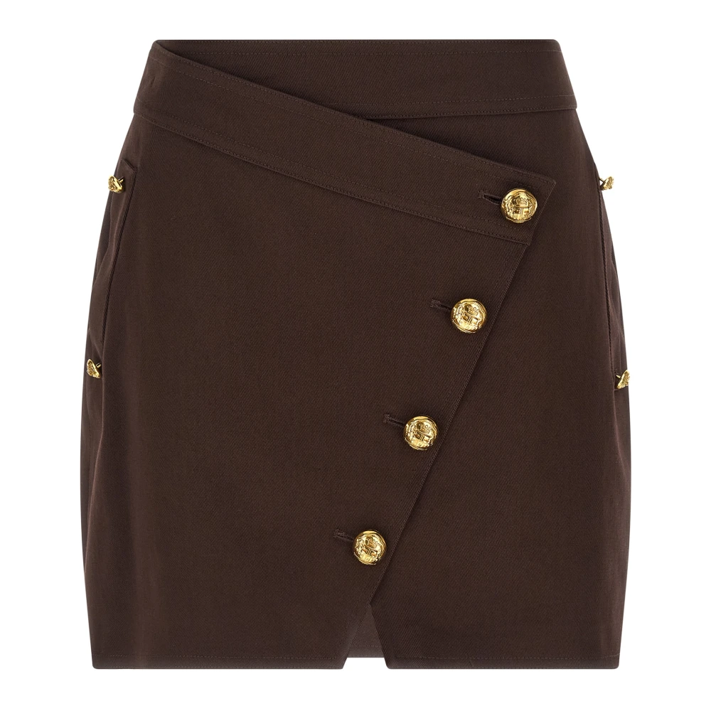 Elisabetta Franchi Women's Brown Short Skirts, S, Cotton Gabardine Mini Skirt