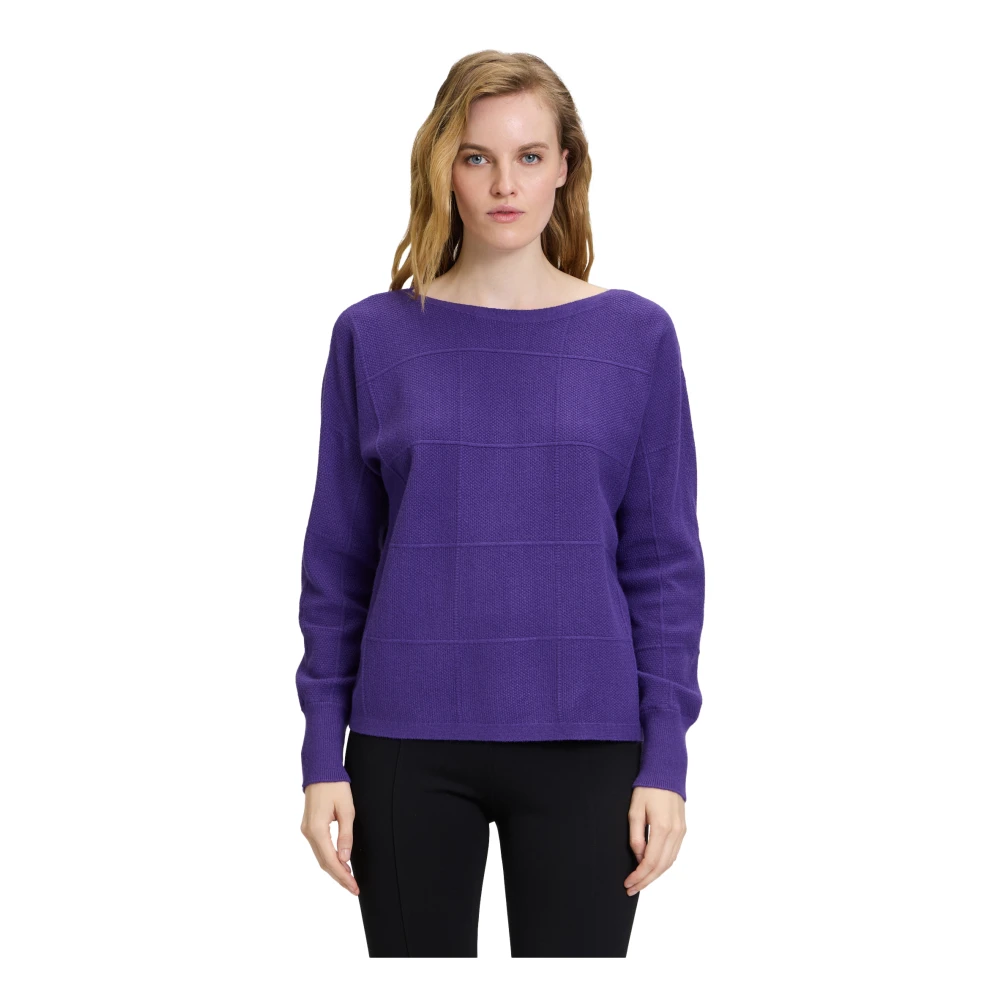 Betty Barclay Geruite Fijngebreide Trui Purple Dames