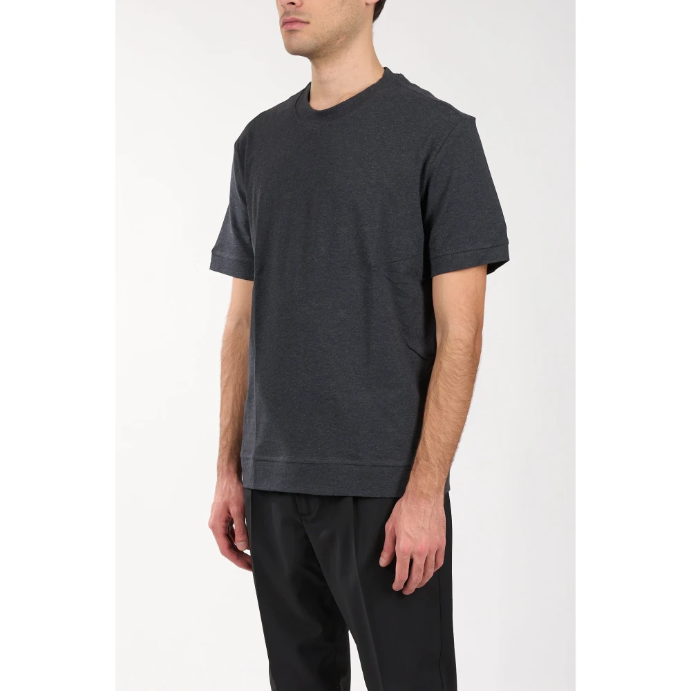 Paolo Pecora Katoenen T-shirt met geribbelde details Gray Heren
