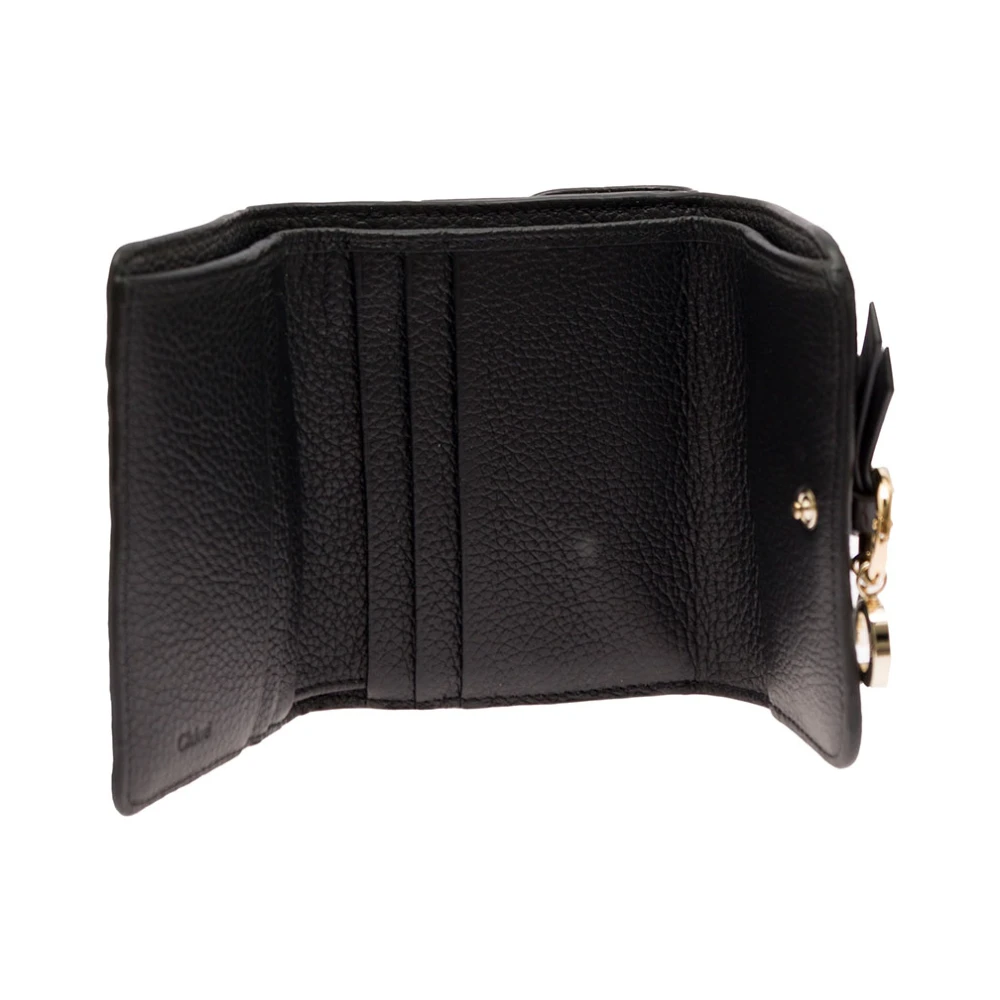 Chloé Zwarte leren tri-fold portemonnee met alfabet bedel Black Dames