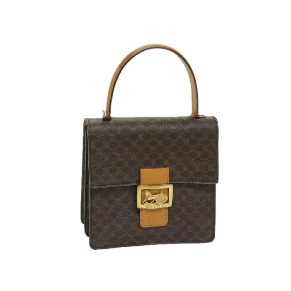 Celine Vintage Pre-owned Fabric handbags Brown Dames