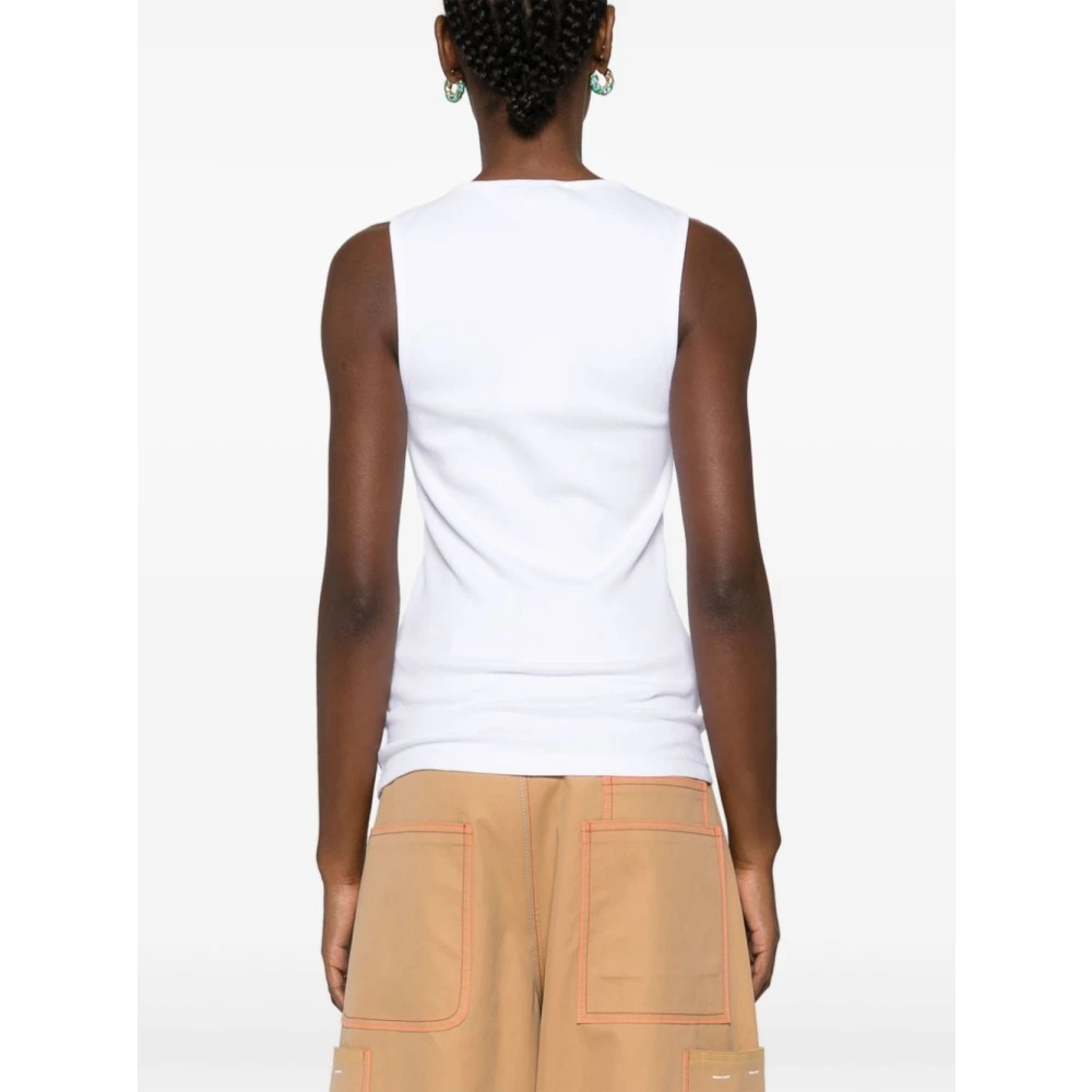 JW Anderson Witte Geribbelde Mouwloze Top White Dames