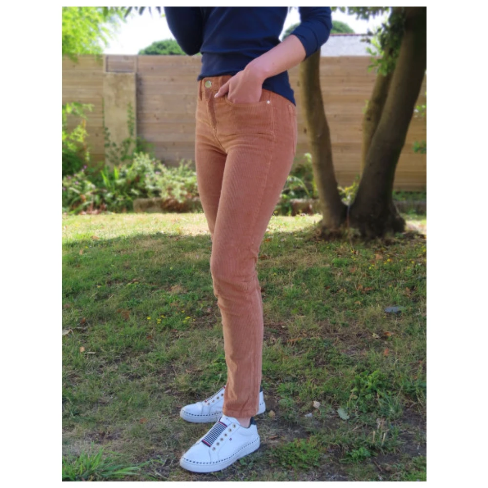 Islow Eryn Corduroy Slim Broek Brown Dames