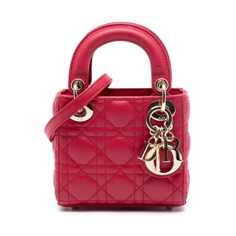 Dior Vintage Women's Red Pre-Owned Mini Leather Handbag