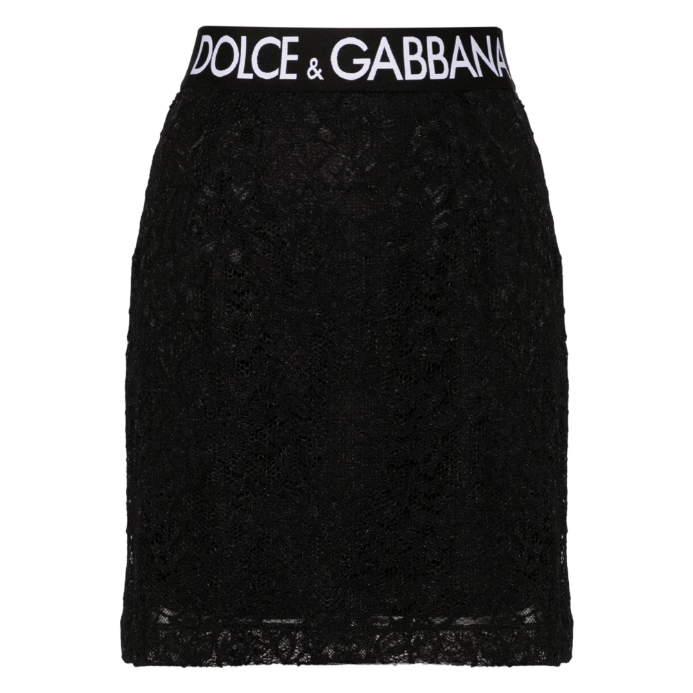 Dolce & Gabbana Zwarte Kant Mini Rok Black Dames
