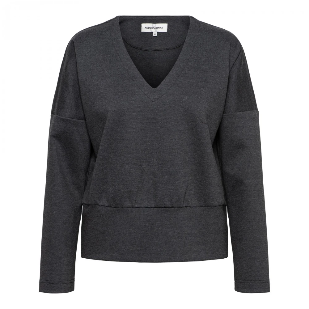 &Co Woman V-hals gebreide trui Gray Dames