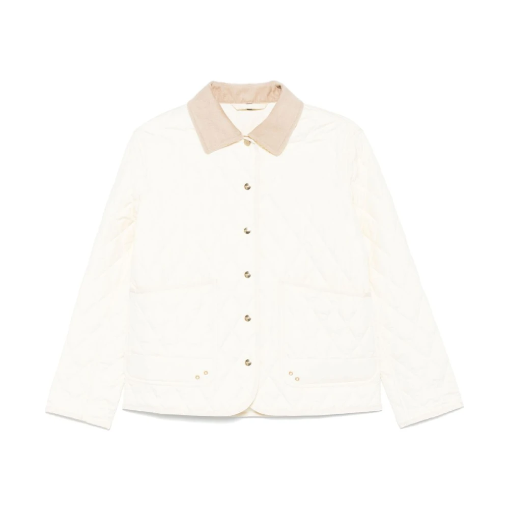 Fay Witte Ribfluwelen Kraag Overhemd Lange Mouwen White Dames