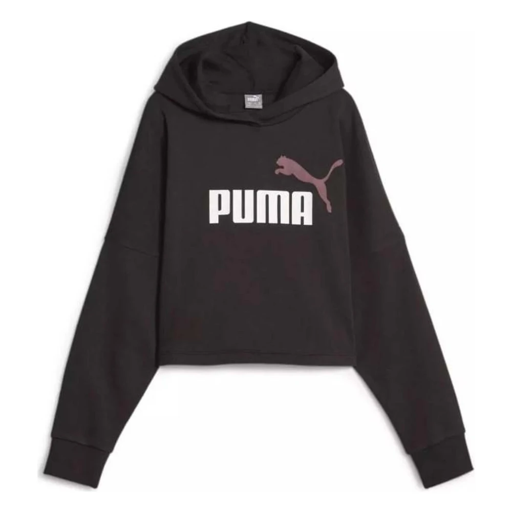 Puma ESS Logo Cropped Hoodie för Barn Black, Flicka