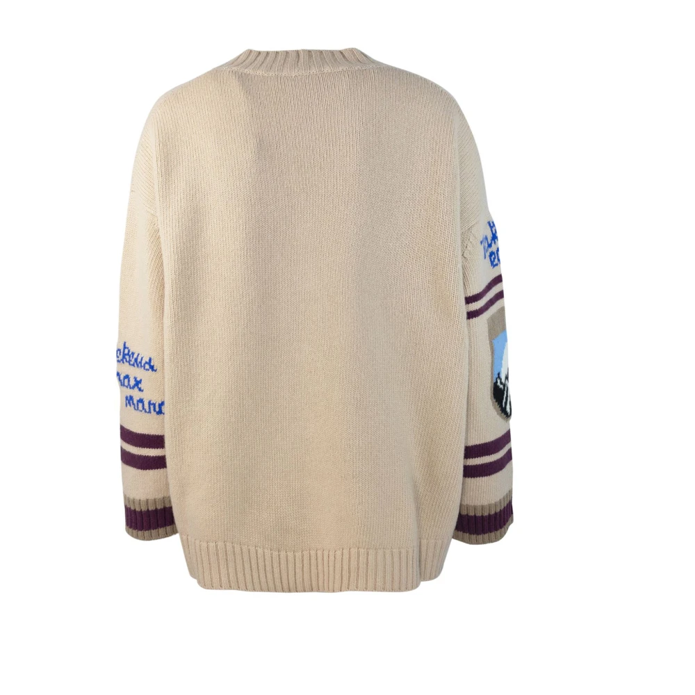 Max Mara Wollen Mix Gebreide Trui Beige Dames