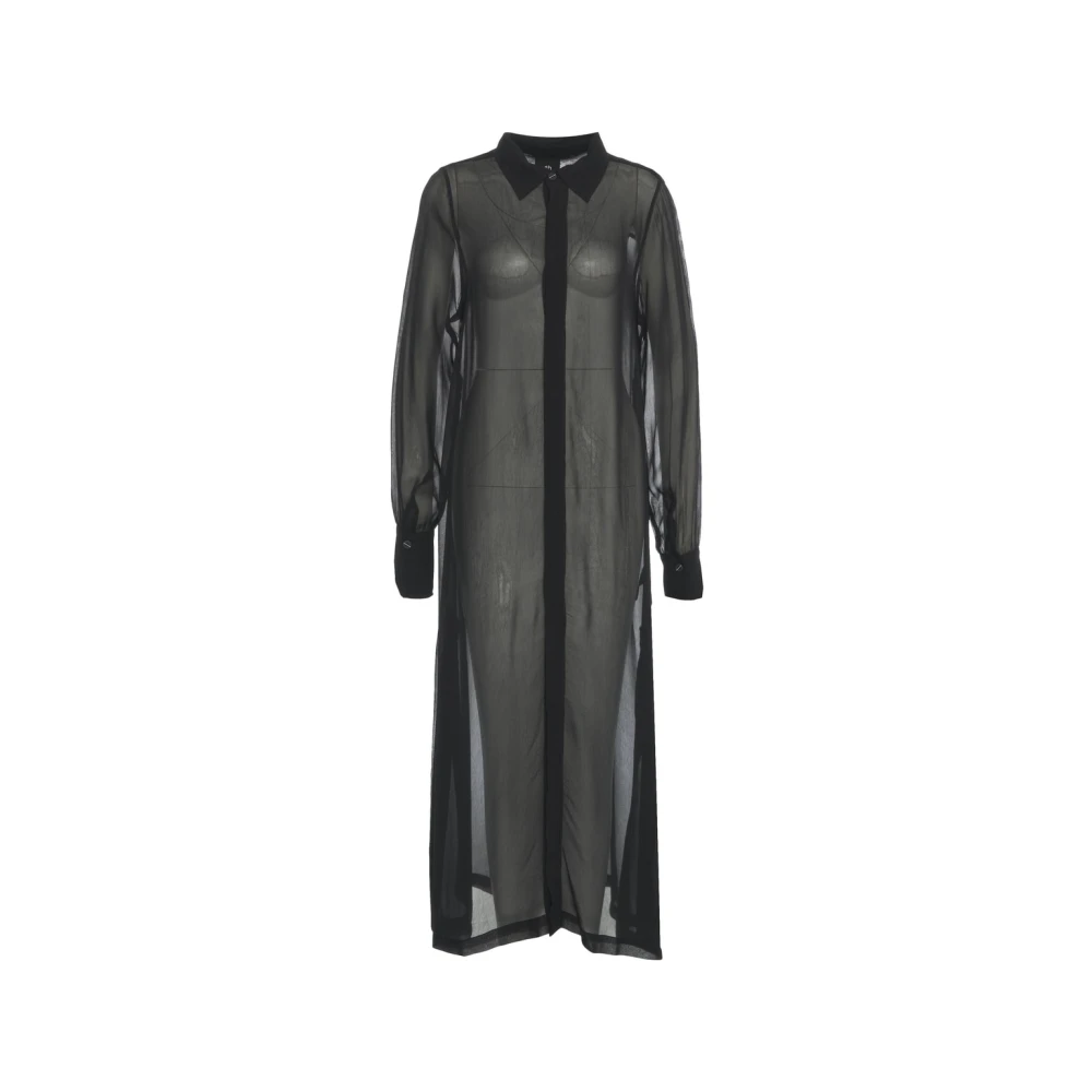 Thom Krom Zwarte Transparante Overhemdjurk Elegant Chic Black Dames