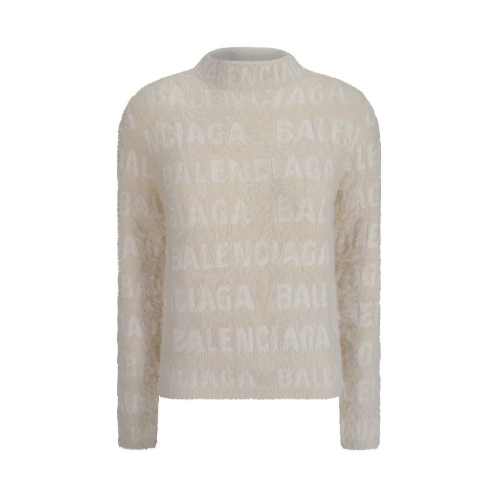 Balenciaga Jacquard Gebreide Trui Beige Dames
