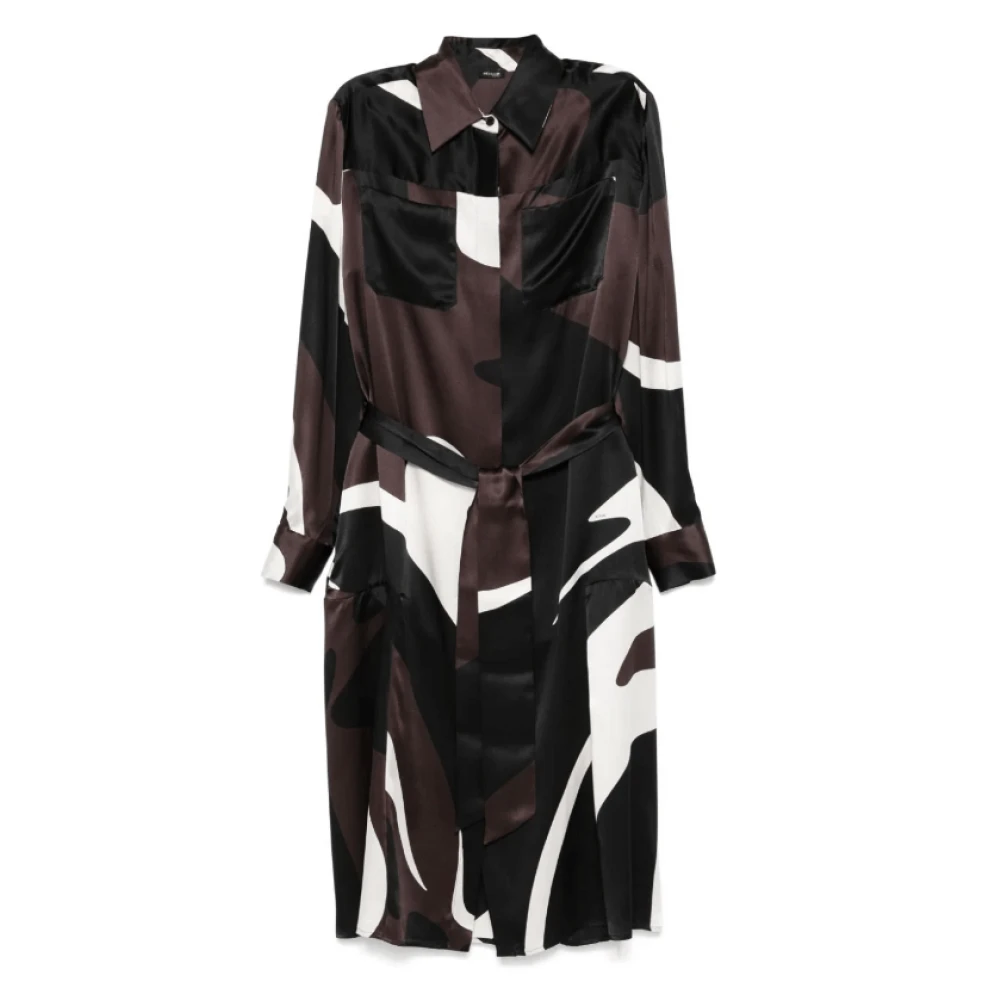 Kiton Zijden midi-jurk abstract patroonprint Black Dames