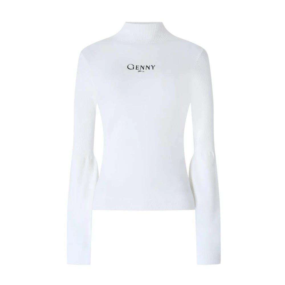 Genny Donna Bianco Maglione A Collo Alto