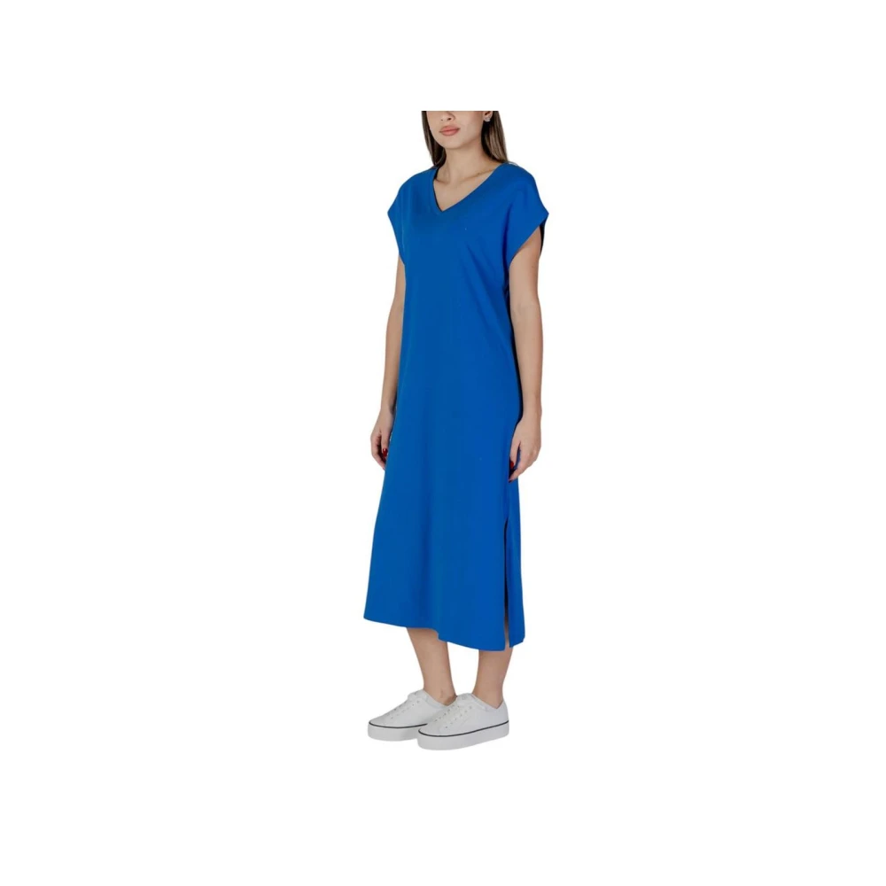 b.Young Blauwe Katoenen Midi Jurk Collectie Blue Dames