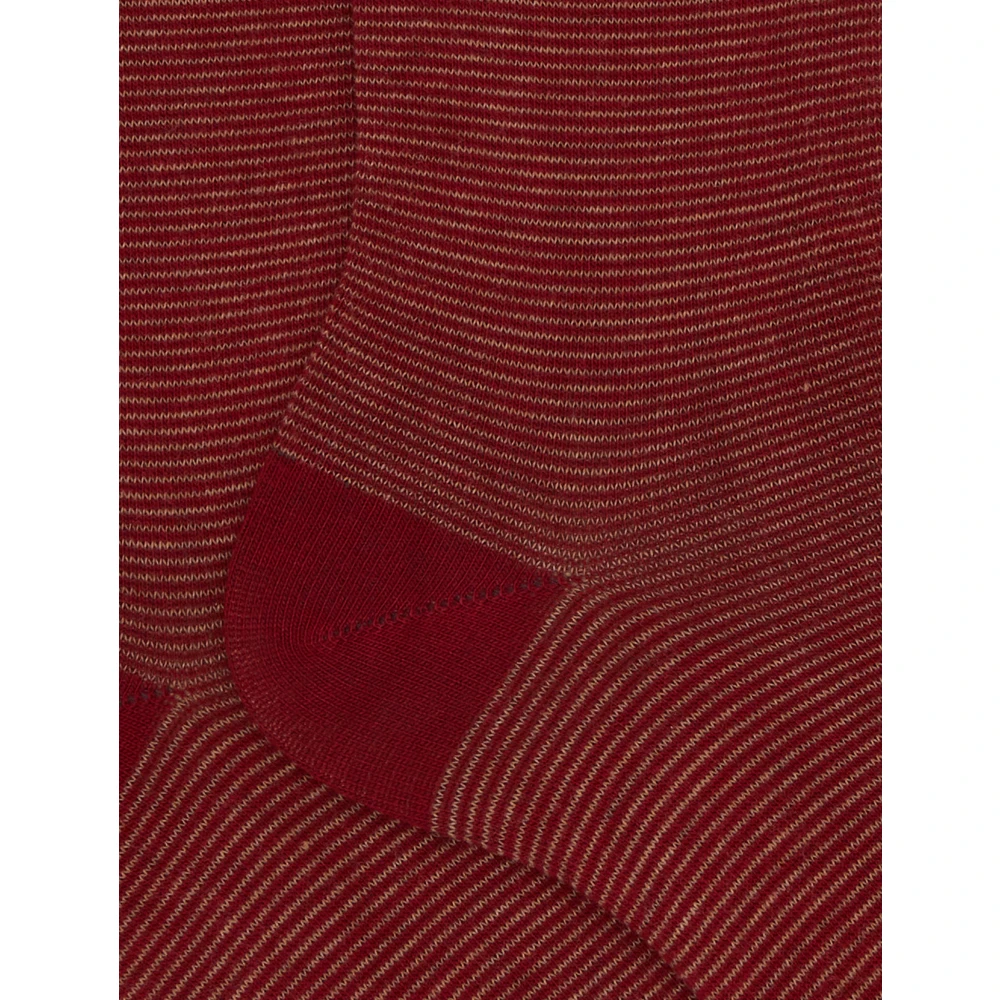 Gallo Bordeauxrode Twee-Tint Gestreepte Katoenen Sokken Multicolor Heren