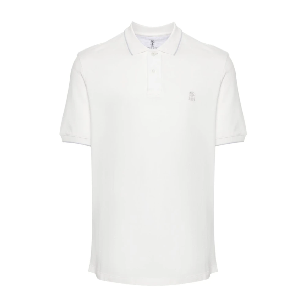 BRUNELLO CUCINELLI Witte Polo Shirt met Logo White Heren