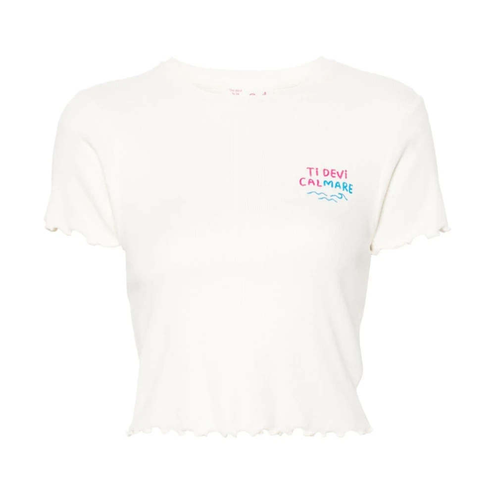 MC2 Saint Barth T-shirt met golvende zoom en bedrukte tekst wit White Dames