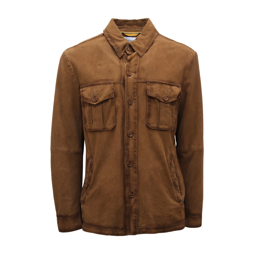 Bully Brown Vintage Effect Suede Jacket - Male - Light Jackets - M - Jackets