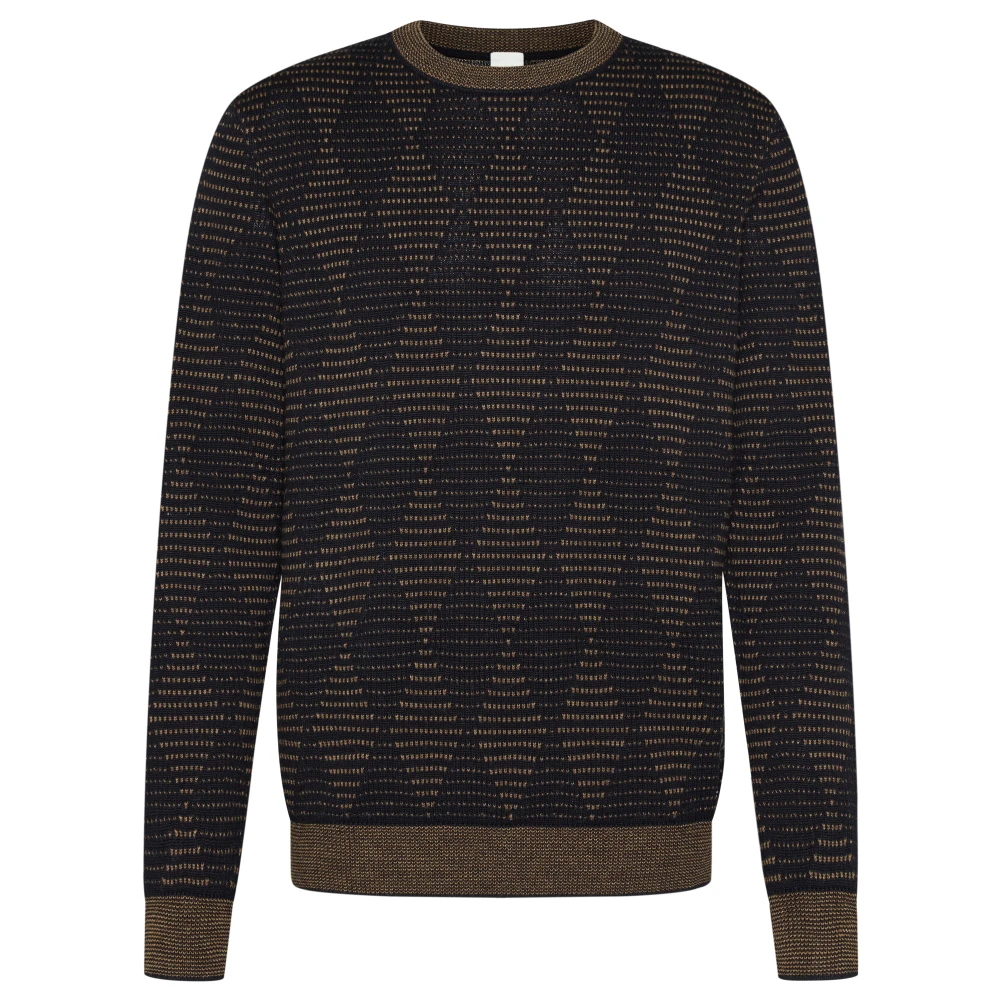 Bugatti Men's Round-Neck Pullover With Two-Tone Diamond Pattern