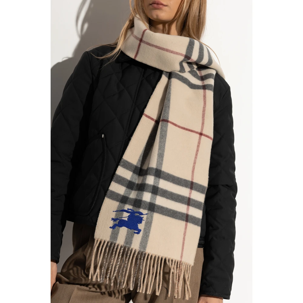 Burberry Kasjmier sjaal met franjes Beige Unisex